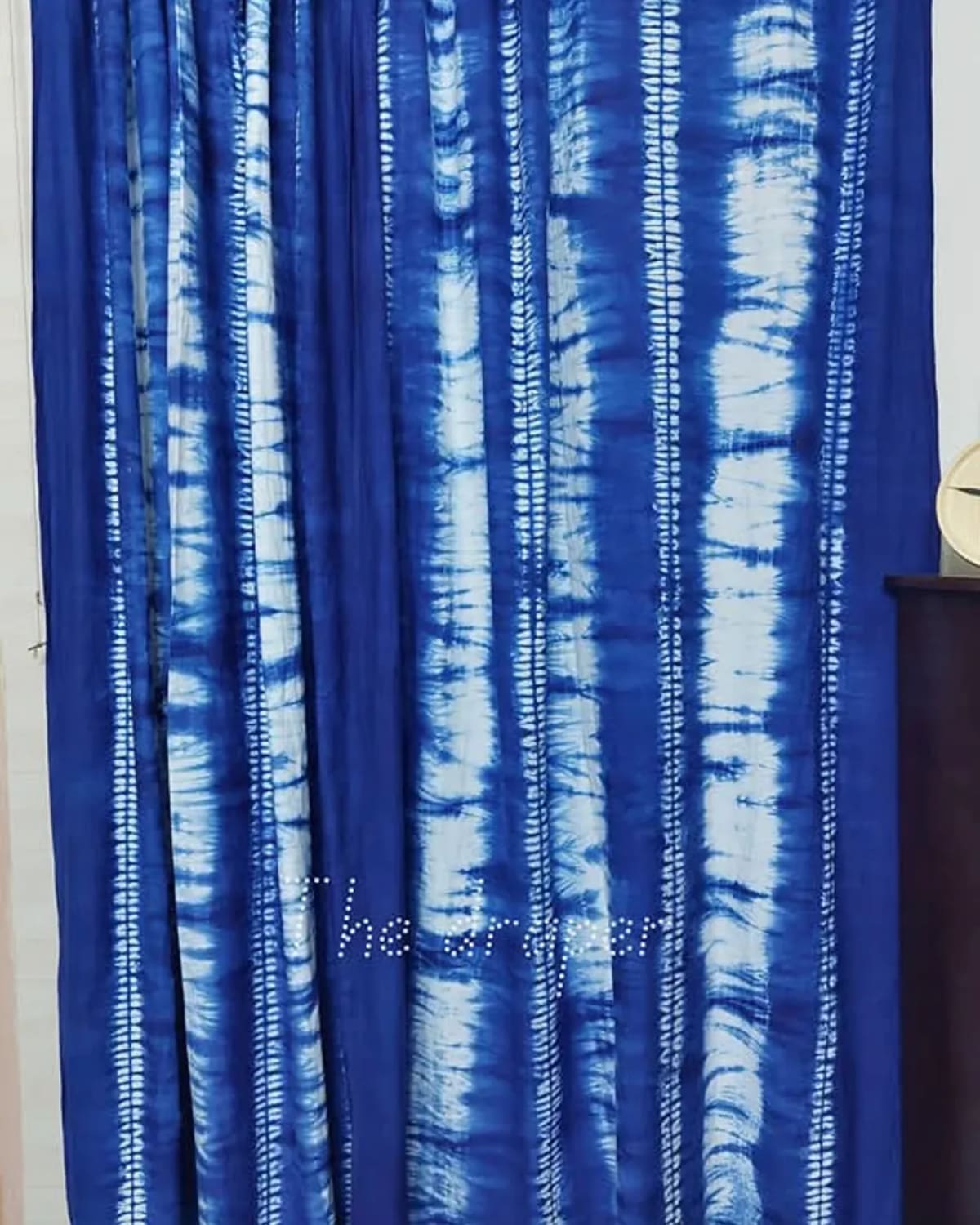 Cobalt Stream Vertical Shibori Curtain