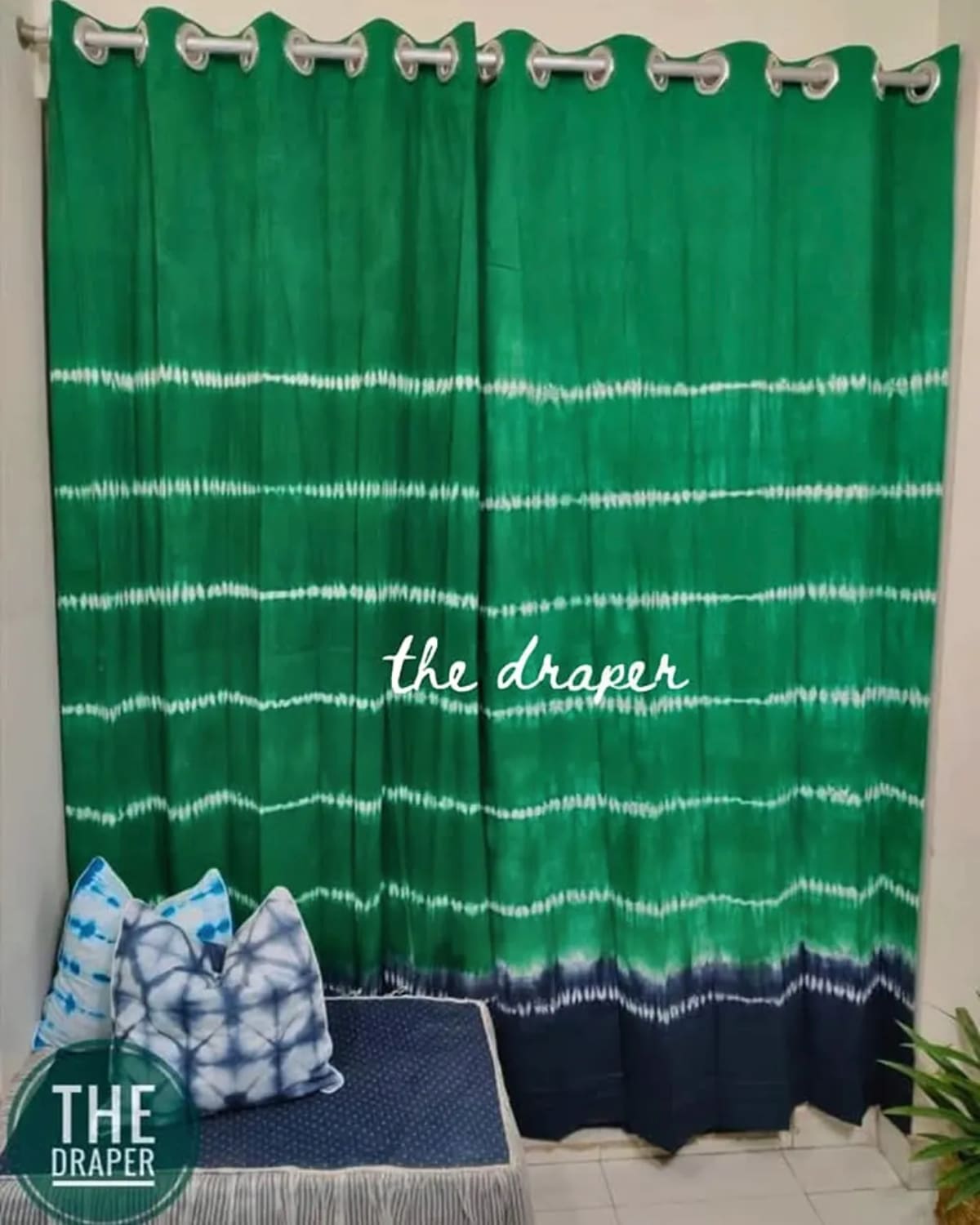 Emerald Forest Horizontal Shibori Curtain