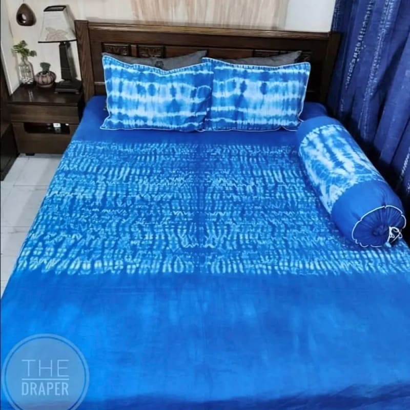 Saffron Amber Mosaic Shibori Bed Cover Set