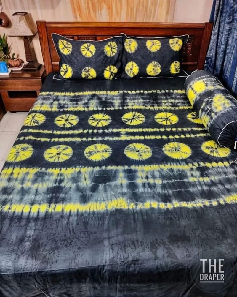 Chambray Oval Chain Shibori Bed Cover Set