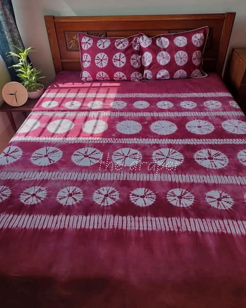 Cranberry Medallion Shibori Bed Cover Set