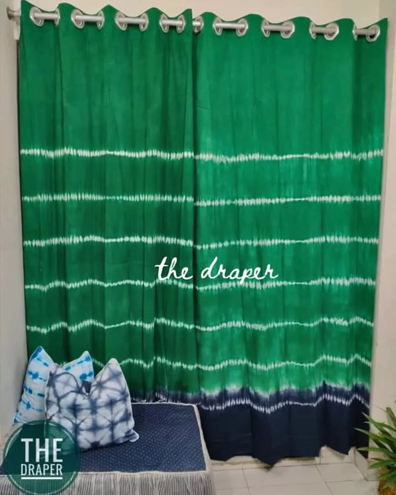 Emerald Forest Horizontal Shibori Curtain