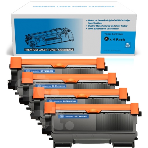 Brother TN-450 TN450 Combo Compatible Black High Yield Toner Cartridge (4 Pack)