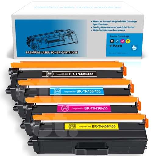 Brother TN-436 TN436 TN-433 TN433 Combo Compatible BK/C/M/Y Extra High Yield Toner Cartridge (4 Pack)