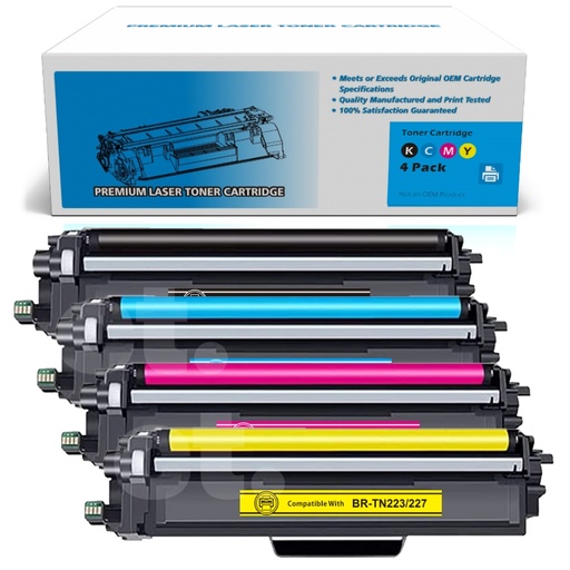 Brother TN-227 TN227 Combo Compatible BK/C/M/Y High Yield Toner Cartridge (4 Pack)