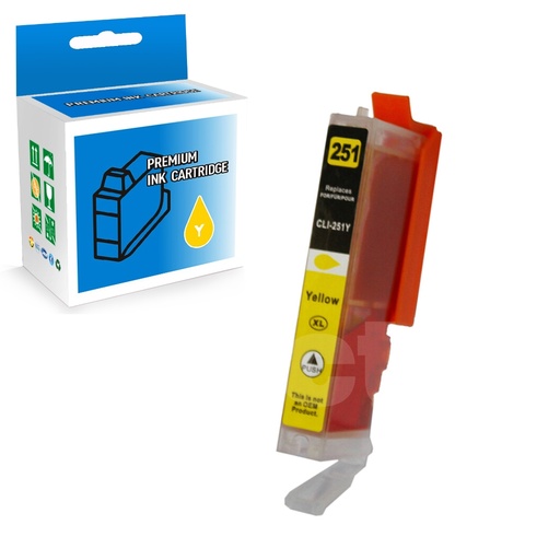 Canon CLI-251XL 6451B001 Compatible Yellow High Yield Ink Cartridge (1 Pack)