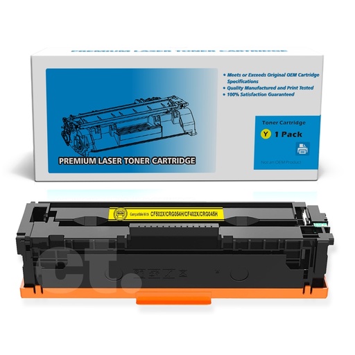 HP CF502X 202X Canon CRG054H CF402X 201X Canon CRG045H Compatible Yellow High Yield Toner Cartridge (1 Pack)