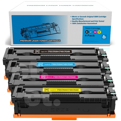HP CF500X 202X Canon CRG054H CF400X 201X Canon CRG045H Compatible BK/C/M/Y High Yield Toner Cartridge (4 Pack)