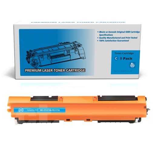 HP CF351A 130A CE311A 126A Compatible Cyan Standard Yield Toner Cartridge (1 Pack)