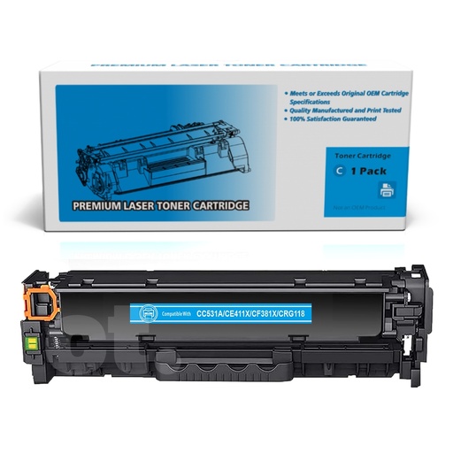 HP CC531A CE411A CF381A Canon CRG118 Compatible Cyan Standard Yield Toner Cartridge (1 Pack)