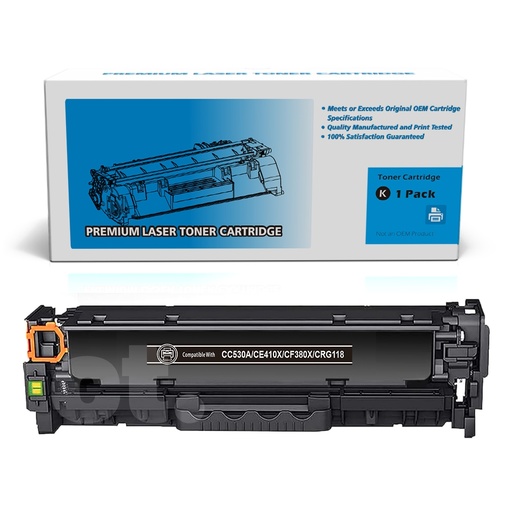 HP CC530A CE410X CF380X Canon CRG118 Compatible Black Standard Yield Toner Cartridge (1 Pack)