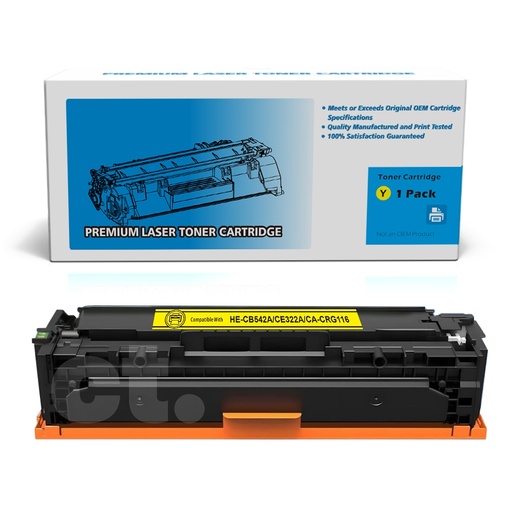 HP CB542A CE322A Canon CRG116 Compatible Yellow Standard Yield Toner Cartridge (1 Pack)