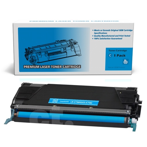 Lexmark C736H2CG (C736) Remanufactured Cyan High Yield Toner Cartridge (1 Pack)