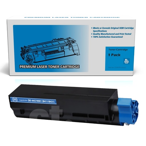 OKI 44574901 (B411/B431) Remanufactured Black High Yield Toner Cartridge (1 Pack)