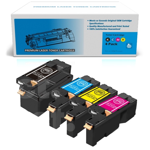 Dell 331-0777 331-0778 331-0779 331-0780 (DE1250/1350) Combo Compatible BK/C/M/Y Standard Yield Toner Cartridge (4 Pack)