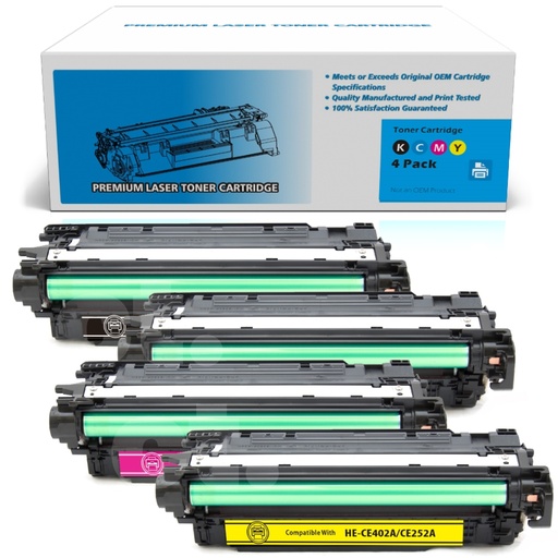 HP CE400X/1/2/3A 507X 507A CE250X/1/2/3A Compatible BK/C/M/Y Toner Cartridge High Yield (4 Pack)