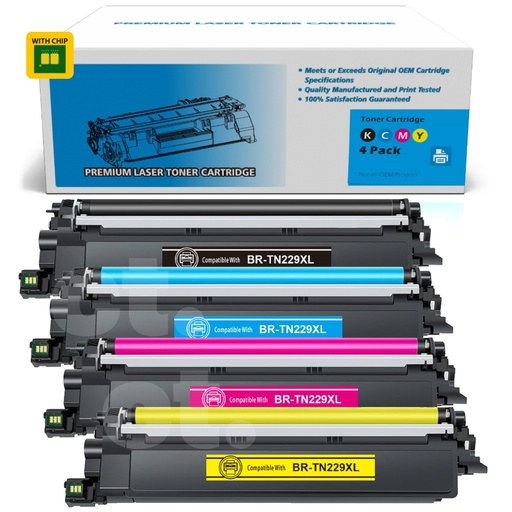 Brother TN229XL TN-229XL Combo Compatible BK/C/M/Y Toner Cartridge High Yield (4 Pack)
