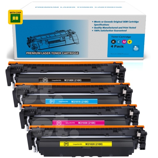 HP W2100X/1/2/3X 210X Compatible BK/C/M/Y Toner Cartridge High Yield (4 Pack)