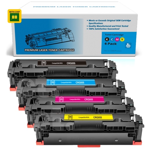Canon CRG055 CRG 055 Compatible BK/C/M/Y Standard Yield Toner Cartridge (4 Pack)