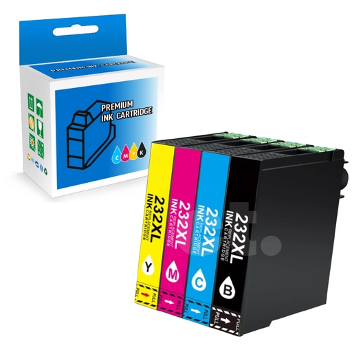 Epson T232XL 232XL Remanufactured BK/C/M/Y Ink Cartridge High Yield (4 Pack)