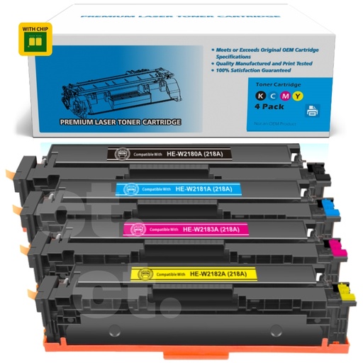 HP W2180A/1/2/3A 218A Compatible BK/C/M/Y Standard Yield Toner Cartridge (4 Pack)