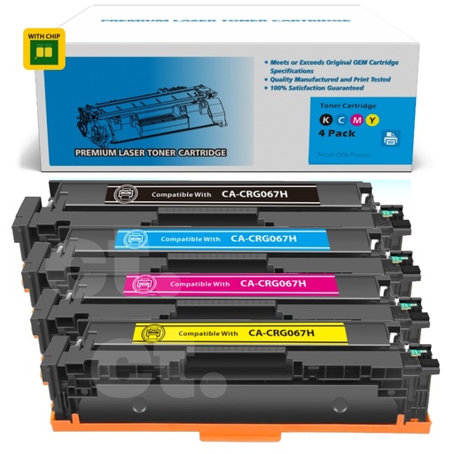 Canon CRG067H CRG 067H Compatible BK/C/M/Y High Yield Toner Cartridge (4 Pack)