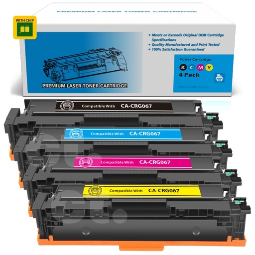Canon CRG067 CRG 067 Compatible BK/C/M/Y Standard Yield Toner Cartridge (4 Pack)
