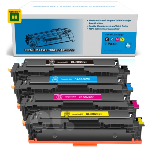 Canon CRG075H CRG 075H Compatible BK/C/M/Y High Yield Toner Cartridge (4 Pack)