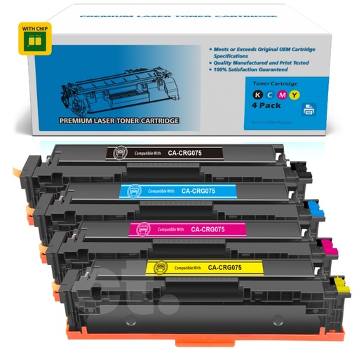Canon CRG075 CRG 075 Compatible BK/C/M/Y Standard Yield Toner Cartridge (4 Pack)
