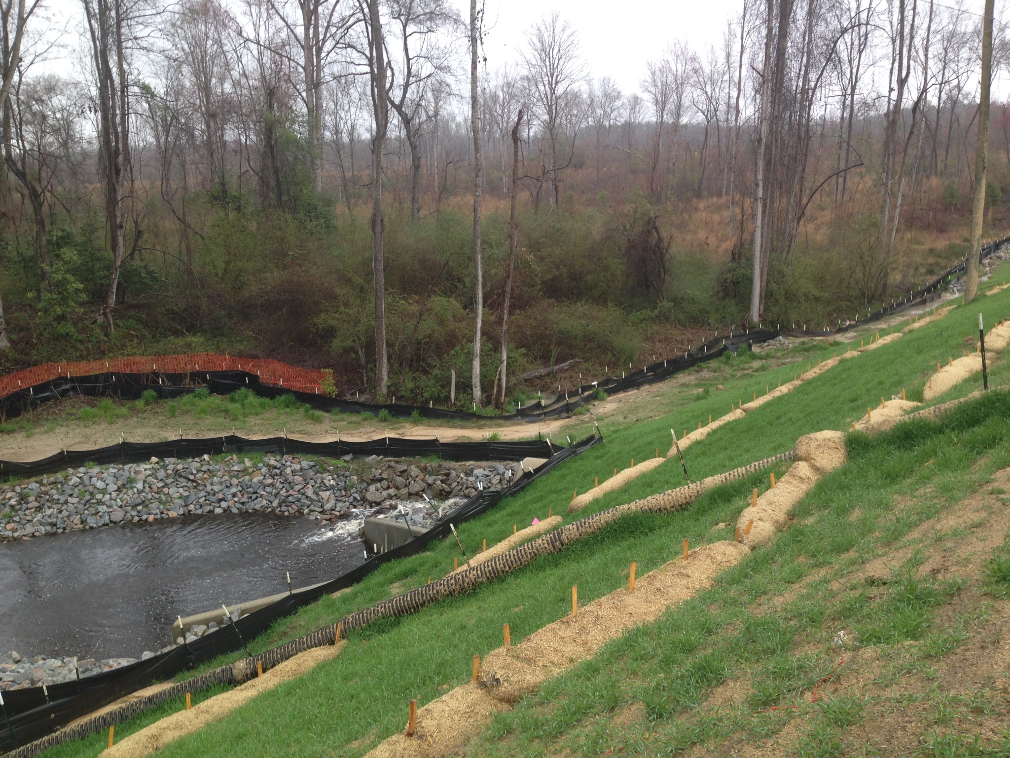 Silt fence installed for erosion and sediment control
