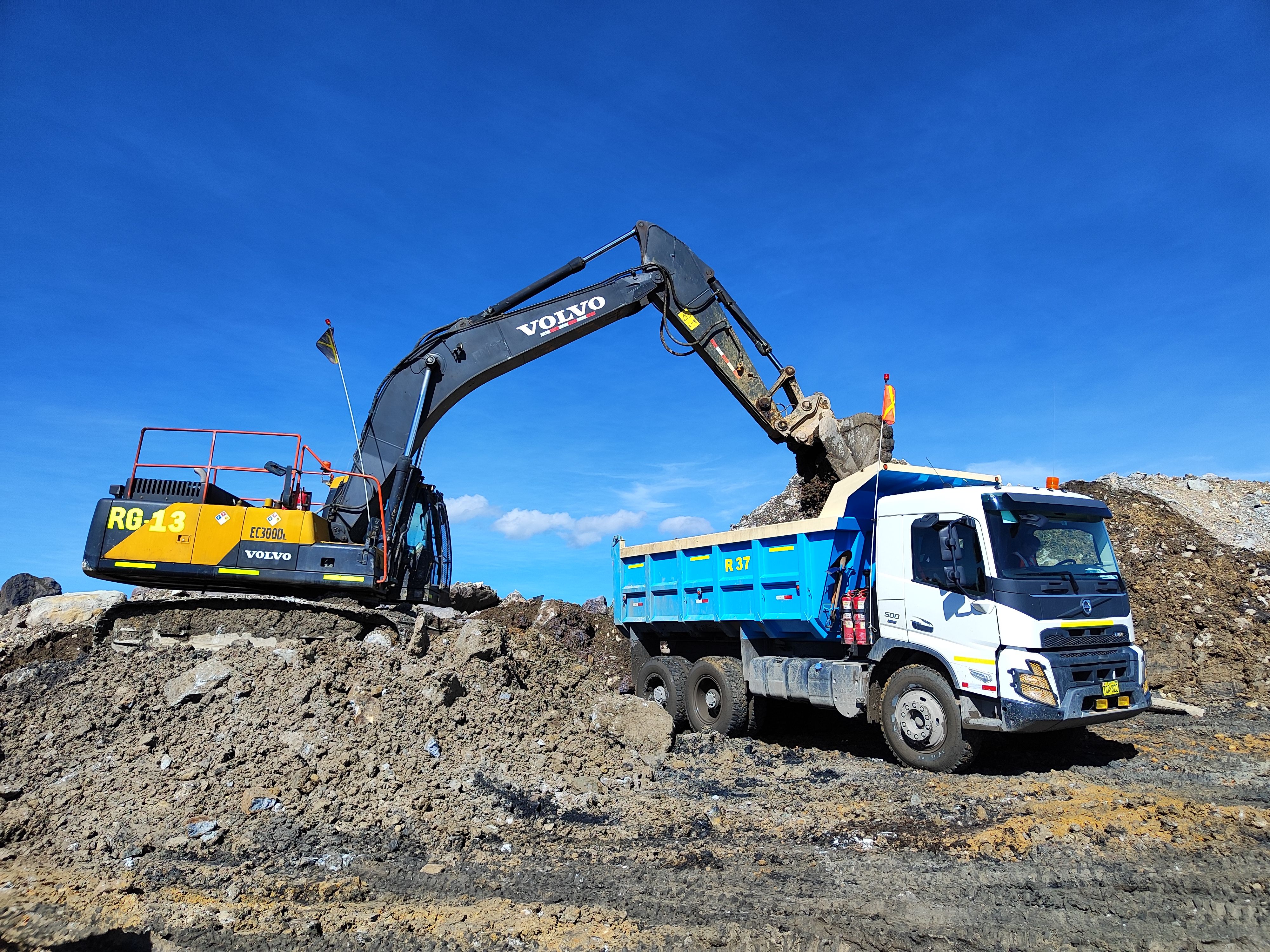 Earthwork and grading operations at a civil construction site