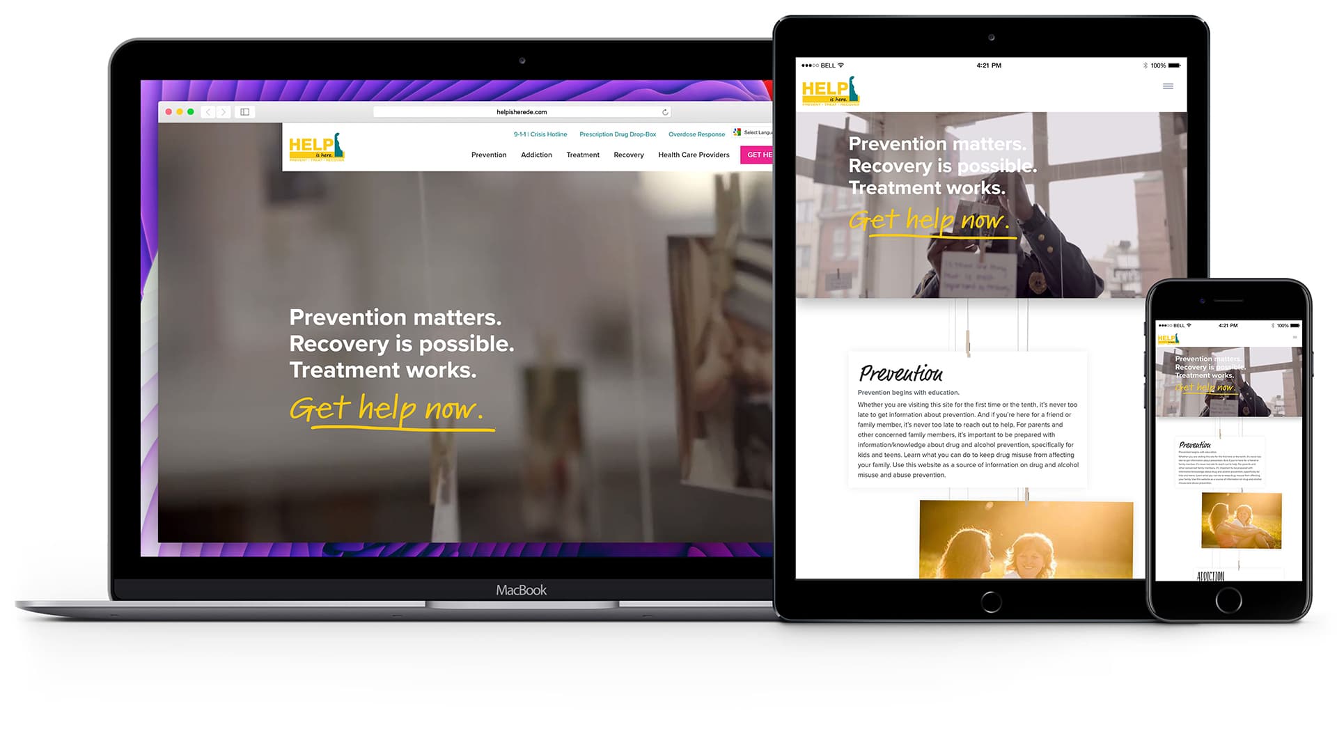 Fully responsive site experience at HelpIsHereDE.com