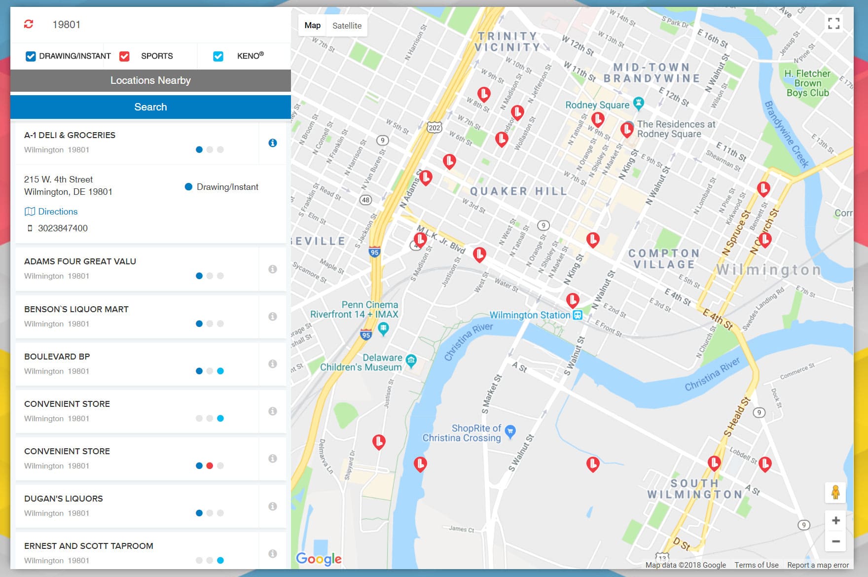 Where to Buy map - VueJS map component, with autocomplete, live record updating, and geolocation.