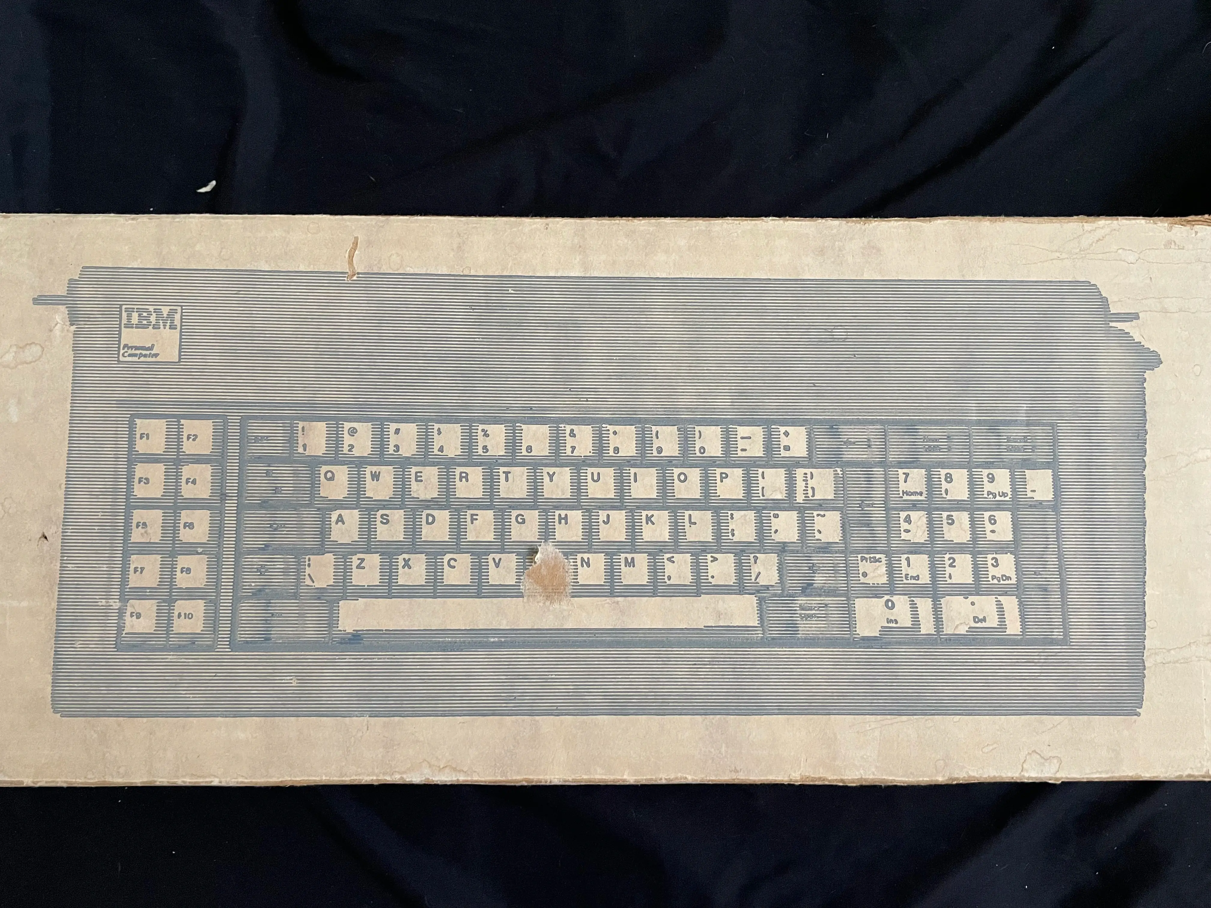 a top down view of an original box for the IBM Model F