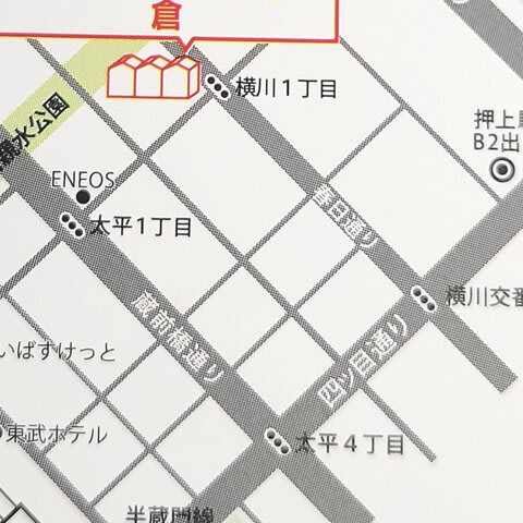 通りが描かれている地図
