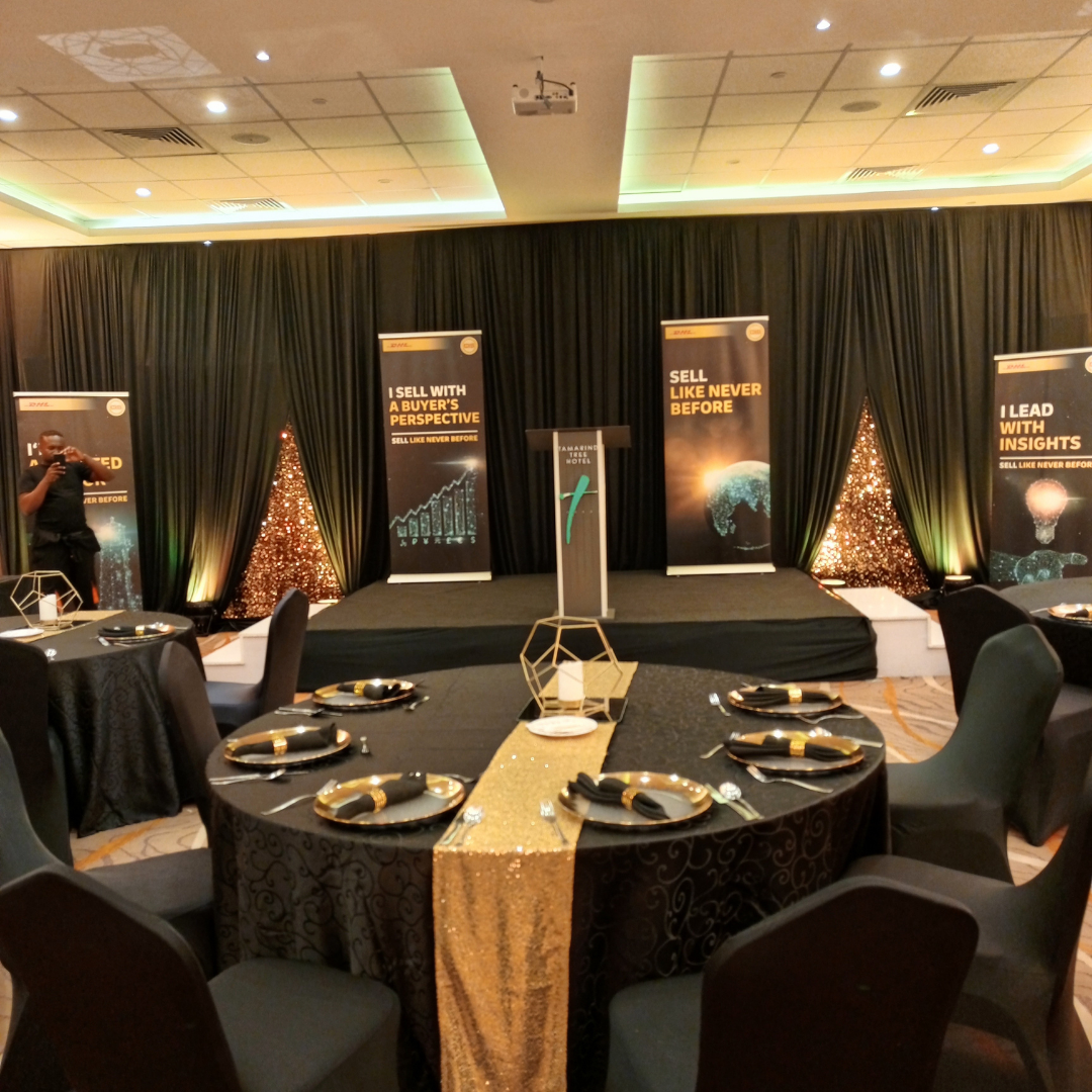 A conference main stage built and branded