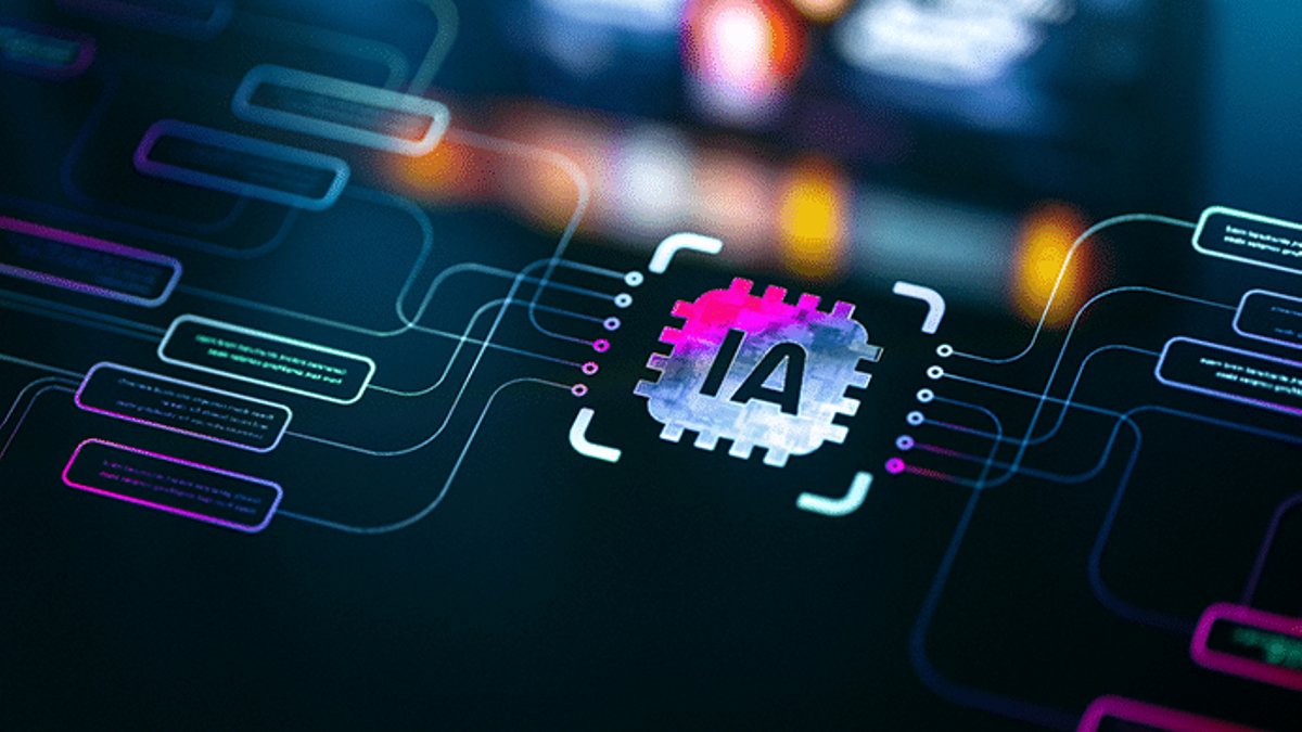 Law firms struggle with AI adoption despite workflow flaws Ai button at the center of a screen showing workflow chart, optimizing AI-enabled workflow for attorneys.