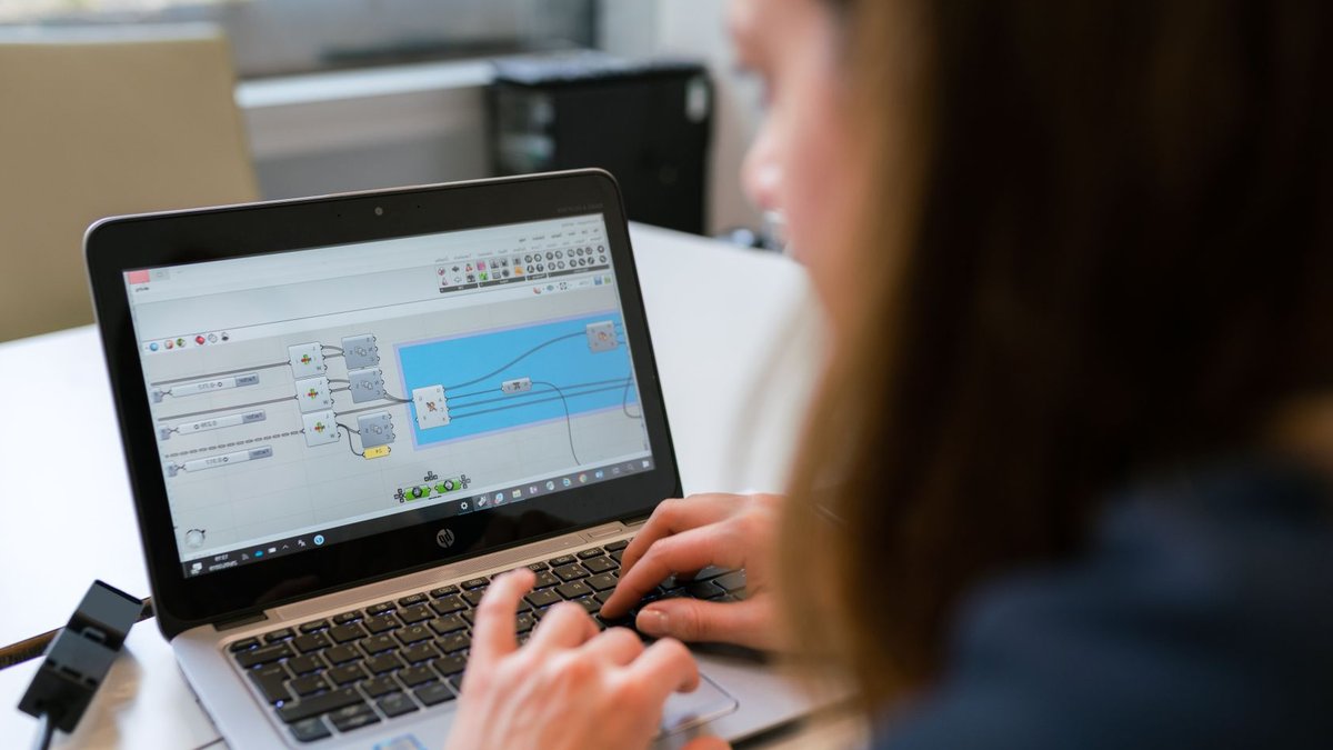 A woman engineer focuses on software analysis using a laptop indoors.