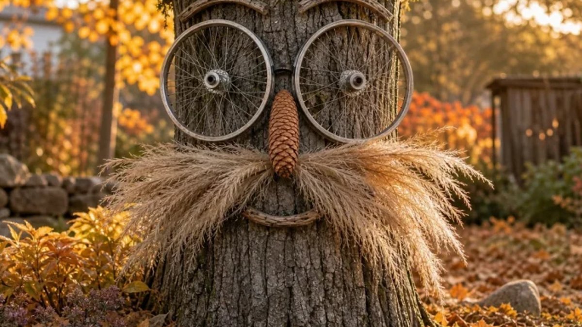 Who's That Watching You? Turn a Tree Stump Into a Funny Garden Face.