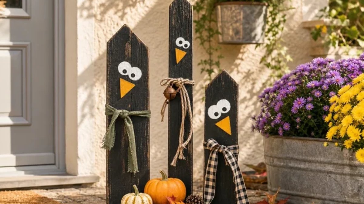 Repurpose Fence Pickets into Festive Halloween Raven Decor - halloween decor