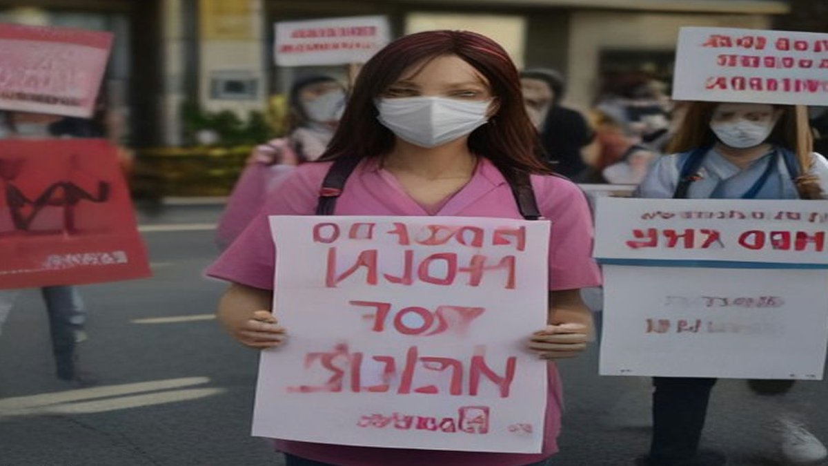 Ireland’s unions push for pay deal after massive strike **Striking nurses holding picket signs outside a hospital**.