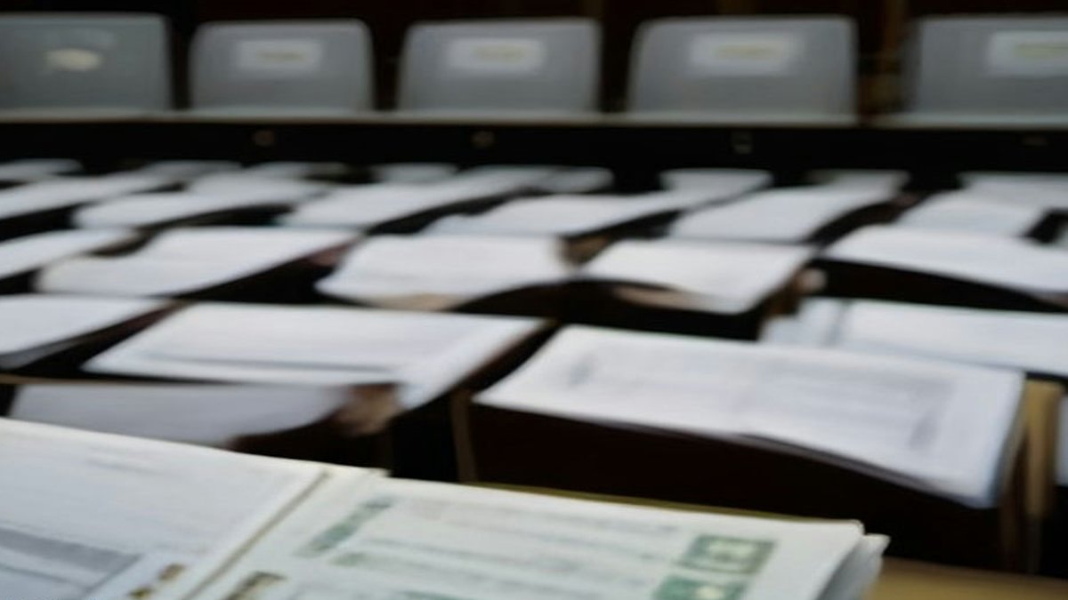 **Arbitration hearing room** *(or)* **IDR panelists reviewing medical bills**.