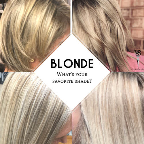 four girls with different shades of blonde
