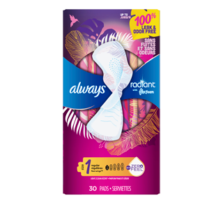 Radiant Regular Pads With Wings, Clean Scent, 30 units – Always