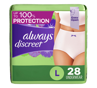 Discreet Maximum Protection Underwear, Peony Pink - Large, 28 units – Always  : Incontinence