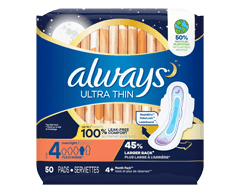 Ultra Thin Overnight Pads with Flexi-Wings, Size 5, 46 units