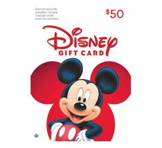 Carte-cadeau Disney de 50$, 1 unité – Incomm : Cartes-cadeaux