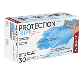 Gants tout-usages jetables Protection - Nitrile, 30 unités, grand