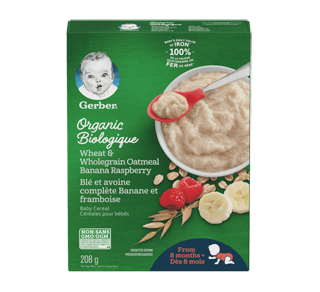 Céréales pour bébés biologique, 208 g, blé et avoine complète banane –  Gerber : Céréale