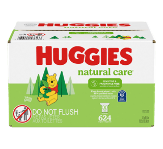 Huggies Lingettes pour bébés Calm, non parfumées, 2 emballages à  bouton-poussoir (total de 112 lingettes) - 112 ea